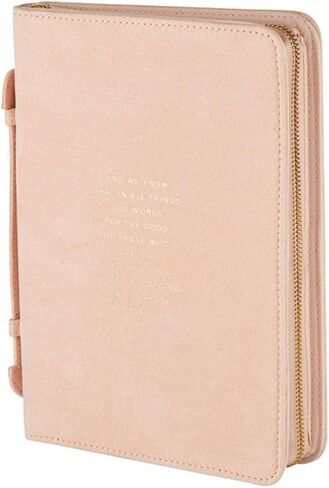 Creative Brands Faithworks - Suede Bible Cover with Carry Handle and Zipper Closure Simply Faith Collection, 7 x 10-Inch, Peach - Romans 8:28 in Kuwait