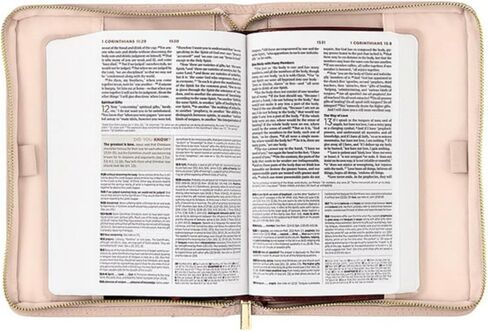 Creative Brands Faithworks - Suede Bible Cover with Carry Handle and Zipper Closure Simply Faith Collection, 7 x 10-Inch, Peach - Romans 8:28 in Kuwait