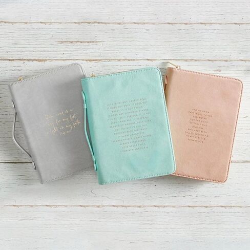 Creative Brands Faithworks - Suede Bible Cover with Carry Handle and Zipper Closure Simply Faith Collection, 7 x 10-Inch, Peach - Romans 8:28 in Kuwait