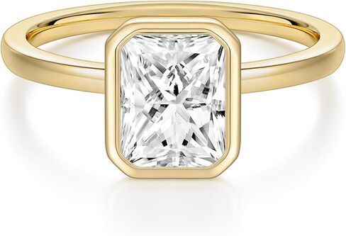 EAMTI 3CT Engagement Rings for Women Radiant Cut CZ Solitaire Promise Wedding Bands Travel Bezel Ring Size 4-10 in Saudi Arabia