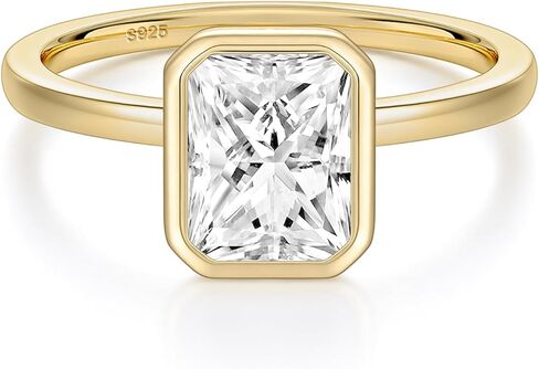 EAMTI 3CT Engagement Rings for Women Radiant Cut CZ Solitaire Promise Wedding Bands Travel Bezel Ring Size 4-10 in Saudi Arabia