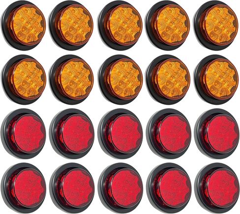 10x كهرماني + 10x أحمر 2.5 بوصة/2 1/2 بوصة مجموعة مصابيح LED للتخليص الجانبية 13 صمام ثنائي LED مع عاكسات جروميت 2 سلك شوكة ضفيرة شاحنة فائدة مقطورة RV جرار فلوش جبل مقاوم للماء 12 فولت مختوم in Kuwait