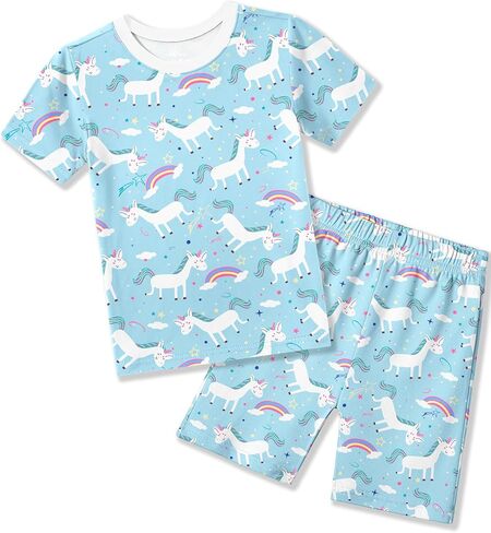 Arshiner Pajamas for Girls Summer Short Sleeve Sleepwear Kids Soft Cute Snug Fit Pjs Sets in Kuwait