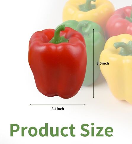 Artificial Bell Peppers 6PCS, Fake Chili Colorful Simulation Lifelike Vegetable Fruit Fake Veggie for Farmhouse Tabletop Home Kitchen Indoor Party Decoration in Saudi Arabia