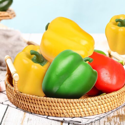Artificial Bell Peppers 6PCS, Fake Chili Colorful Simulation Lifelike Vegetable Fruit Fake Veggie for Farmhouse Tabletop Home Kitchen Indoor Party Decoration in Saudi Arabia
