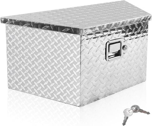 Aluminum Trailer Tongue Box 26" x 13.3" x 12" Trailer Storage Organizer Heavy Duty Truck Tool Boxes with Lock and Keys Suitable for Pick Up Truck Bed RV Trailer ATV Sliver in Kuwait