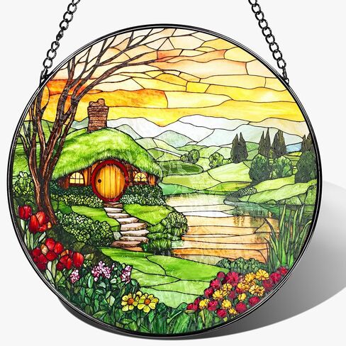 نافذة من الزجاج الملون معلقة، Pauyadu 8 بوصة قوس قزح دوامة الزجاج الملون Suncatcher، ديكور المنزل للنوافذ، هدايا عشاق الفن، عيد الميلاد، أفكار هدايا عيد الميلاد، هدايا لأفضل صديق، عشاق in Kuwait