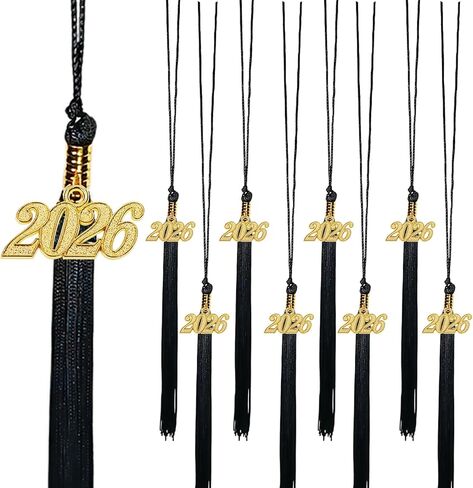 10 Pack 2026 Graduation Tassels with Grad 2026 Charms Pendent for Class of 2026 Academic Graduate Parties Ceremonies (Gold) in Saudi Arabia