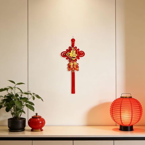 Chinese Knot Tassels for Home Decor, 2-Piece Set，andcrafted Traditional Red Ornaments for Lunar New Year, Wedding, Festivalr - Auspicious Symbol for Door, Gift, and Spring Festival Celebrations in Saudi Arabia