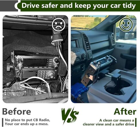 حامل راديو CB عالمي مطور - مشبك مع وسادات مضادة للانزلاق، يناسب الشاحنات ومركبات RVs ومركبات الطرق الوعرة، PETG قوي لتثبيت سريع وآمن in Kuwait