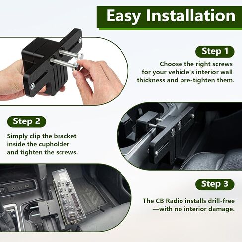 حامل راديو CB عالمي مطور - مشبك مع وسادات مضادة للانزلاق، يناسب الشاحنات ومركبات RVs ومركبات الطرق الوعرة، PETG قوي لتثبيت سريع وآمن in Kuwait
