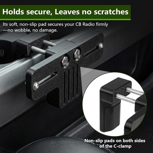حامل راديو CB عالمي مطور - مشبك مع وسادات مضادة للانزلاق، يناسب الشاحنات ومركبات RVs ومركبات الطرق الوعرة، PETG قوي لتثبيت سريع وآمن in Kuwait