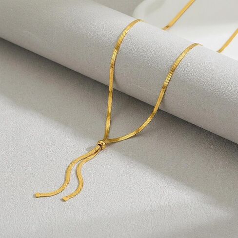 Gold Long Necklace for Women Trendy Gold Y-Shaped Snake Chain Necklace Dainty Lariat Necklace Hypoallergenic Jewelry in Kuwait