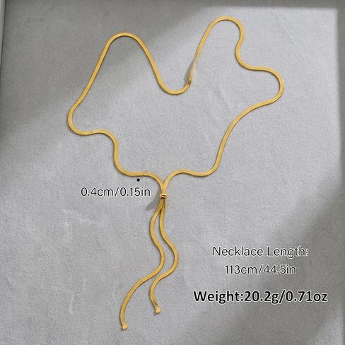 Gold Long Necklace for Women Trendy Gold Y-Shaped Snake Chain Necklace Dainty Lariat Necklace Hypoallergenic Jewelry in Kuwait