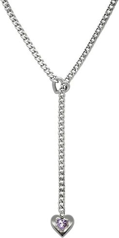 قلادة بقلادة على شكل قلب للنساء، سلسلة قابلة للتعديل مع أحجار كريمة ملونة ومشبك على شكل قلب in Kuwait