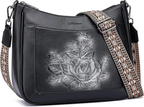 حقائب كروس للنساء من MEITRUE، محفظة هوبو متوسطة الحجم من الجلد النباتي المنقوش باللون الوردي مع حزام حقيبة كتف للسفر in Kuwait