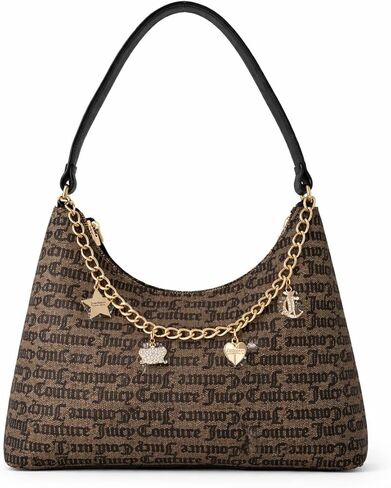 حقيبة كتف Juicy Couture Not Your Babe Hobo مع سلسلة ذهبية ساحرة، وشعار منقوش بسحاب علوي، محفظة من تصميم Carryall in Saudi Arabia