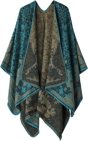 Thick Shawl Poncho Open Front Cardigan Ruana Cape Knit Scarves Blanket Oversized Sweaters Winter Cloak in Saudi Arabia