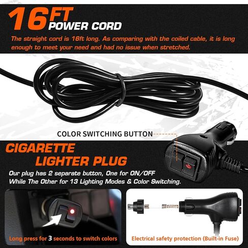 LINKITOM 36-LED Strobe Light Bar, 3-Color Warning Light with 13 Patterns, Super Strong Magnetic Base & IP66 Waterproof for Trucks, Emergency, Construction in Kuwait