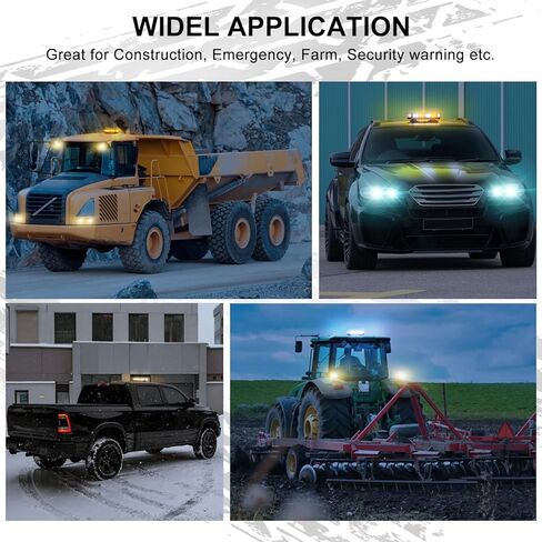 LINKITOM 36-LED Strobe Light Bar, 3-Color Warning Light with 13 Patterns, Super Strong Magnetic Base & IP66 Waterproof for Trucks, Emergency, Construction in Kuwait