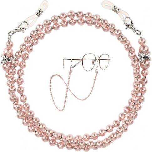 1 PCS Pearl Eyeglass Chains for Women, Elegant Eyewear Retainer Chain Old Lady Reading Glass Eyewear Retainer Chains Beaded Eyeglass Chain Eye Glasses Holders Around Neck (Pink) in Saudi Arabia