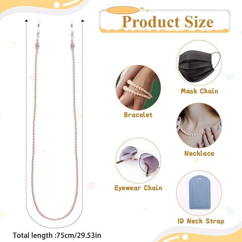 1 PCS Pearl Eyeglass Chains for Women, Elegant Eyewear Retainer Chain Old Lady Reading Glass Eyewear Retainer Chains Beaded Eyeglass Chain Eye Glasses Holders Around Neck (Pink) in Saudi Arabia