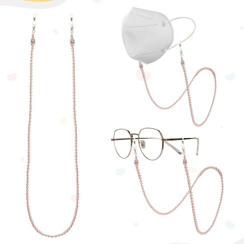 1 PCS Pearl Eyeglass Chains for Women, Elegant Eyewear Retainer Chain Old Lady Reading Glass Eyewear Retainer Chains Beaded Eyeglass Chain Eye Glasses Holders Around Neck (Pink) in Saudi Arabia