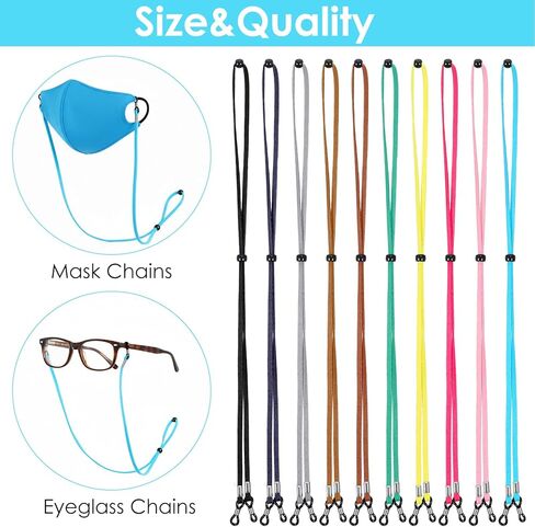 10 Pcs Adjustable Eye Glasses Holders Around Neck, Eyeglasses Straps, Sunglass Glasses Chain, Eyeglass Lanyard for Women Men & Kids (Colorful) in Saudi Arabia