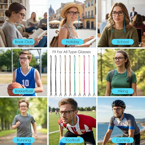 10 Pcs Adjustable Eye Glasses Holders Around Neck, Eyeglasses Straps, Sunglass Glasses Chain, Eyeglass Lanyard for Women Men & Kids (Colorful) in Saudi Arabia