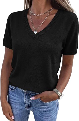 سترة نسائية بأكمام قصيرة من PRETTYGARDEN، بلوزة عصرية فضفاضة ذات أكمام طويلة ورقبة على شكل حرف V، بلوزة غير رسمية لصيف وربيع 2026 in Kuwait