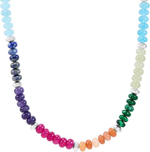 Silpada 'Colored in' Sterling Silver Mixed Stones Beaded Necklace, 18" + 2" (6mm) in Saudi Arabia