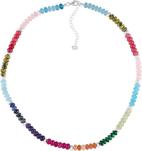 Silpada 'Colored in' Sterling Silver Mixed Stones Beaded Necklace, 18" + 2" (6mm) in Saudi Arabia