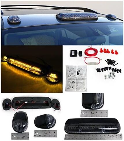 SPEC-D TUNING 3PC Clear Light Smoked Amber LED Cab Roof Top Running Lights Parking Marker Lamps For Trucks SUV Jeep Offroad in Saudi Arabia