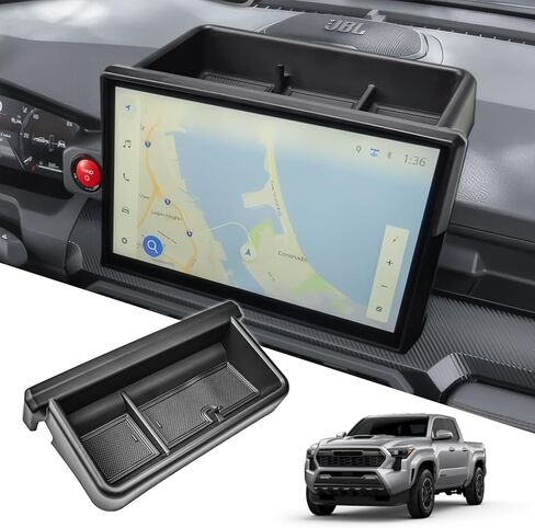 Dashboard Organizer Compatible with Toyota 2024-2026 Tacoma & 2025 2026 4Runner Accessories with 14-Inch Screen – ABS Dash Console Storage Tray Compartment with Sunglasses Holder Rubber Liner in Saudi Arabia