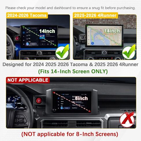 Dashboard Organizer Compatible with Toyota 2024-2026 Tacoma & 2025 2026 4Runner Accessories with 14-Inch Screen – ABS Dash Console Storage Tray Compartment with Sunglasses Holder Rubber Liner in Saudi Arabia
