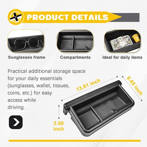 Dashboard Organizer Compatible with Toyota 2024-2026 Tacoma & 2025 2026 4Runner Accessories with 14-Inch Screen – ABS Dash Console Storage Tray Compartment with Sunglasses Holder Rubber Liner in Saudi Arabia