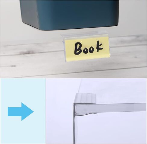 100 PCS Shelf Label Holder Clear Plastic Clip on Labels Shelf Tags for Wire Shelving 0.2'' to 0.4'' Wood Glass Shelves Sign Price Tags 1.57 x 3.15 Inches in Kuwait