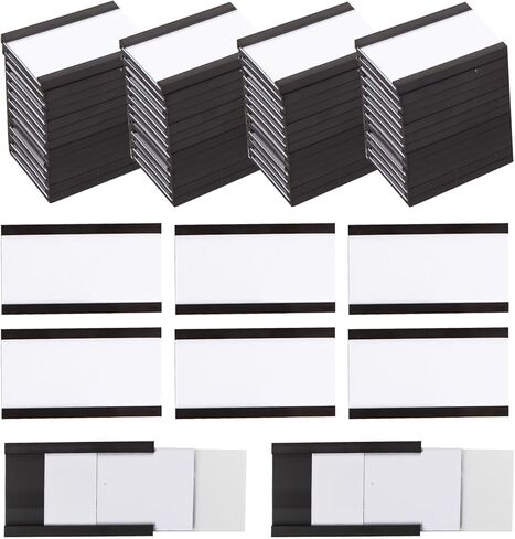 30pcs Magnetic 'C' Channel Label Holders 1x3in C-Shape Magnetic Tool Box Label Magnetic Data Card Holder with Protective Films & Paper Inserts for Metal Shelf Whiteboard File Cabinet Storage Locker in Kuwait