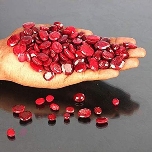 GEMHUB Ring Size Gorgeous African Pigeon Blood Red Ruby Approx 100 Ct./7 Pcs Loose Gemstones Lot Ruby July Birthstone in Saudi Arabia