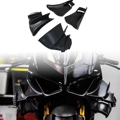 جناح Fairing لـ Panigale، جناح سبويلر جانبي للدراجة النارية لـ Ducati Panigale V4 V4S V4R 2018-2021، ملحقات هدية زعانف الرياح للدراجات النارية (أسود غير لامع) in Kuwait