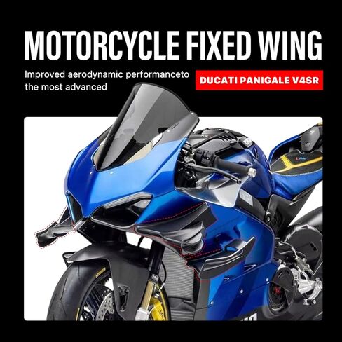 جناح Fairing لـ Panigale، جناح سبويلر جانبي للدراجة النارية لـ Ducati Panigale V4 V4S V4R 2018-2021، ملحقات هدية زعانف الرياح للدراجات النارية (أسود غير لامع) in Kuwait