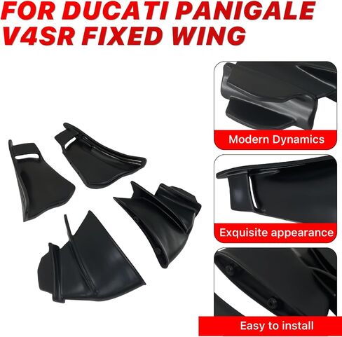 جناح Fairing لـ Panigale، جناح سبويلر جانبي للدراجة النارية لـ Ducati Panigale V4 V4S V4R 2018-2021، ملحقات هدية زعانف الرياح للدراجات النارية (أسود غير لامع) in Kuwait