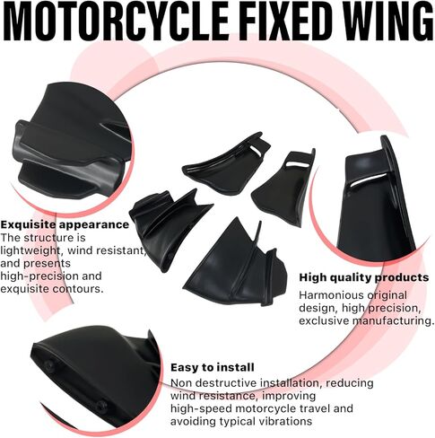 جناح Fairing لـ Panigale، جناح سبويلر جانبي للدراجة النارية لـ Ducati Panigale V4 V4S V4R 2018-2021، ملحقات هدية زعانف الرياح للدراجات النارية (أسود غير لامع) in Kuwait