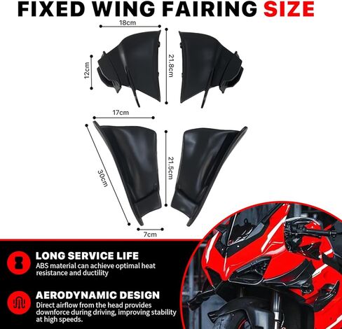 جناح Fairing لـ Panigale، جناح سبويلر جانبي للدراجة النارية لـ Ducati Panigale V4 V4S V4R 2018-2021، ملحقات هدية زعانف الرياح للدراجات النارية (أسود غير لامع) in Saudi Arabia