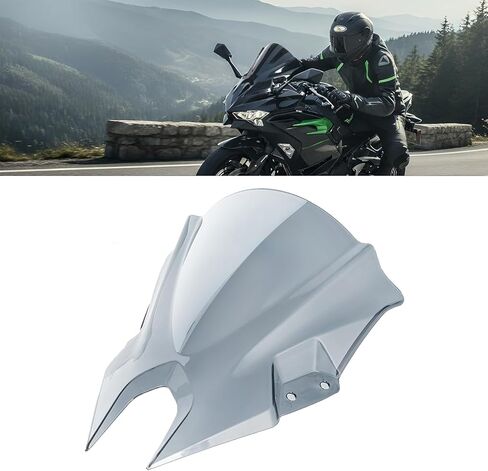 زجاج أمامي للدراجة النارية مناسب لشاشة نينجا 500 الأمامية مقاس 15 بوصة 2024 2025 2026 Ninja500 SE حاجب شاشة منحرف للرياح ذو فقاعات مزدوجة شاشة Flyscreen أسود in Saudi Arabia