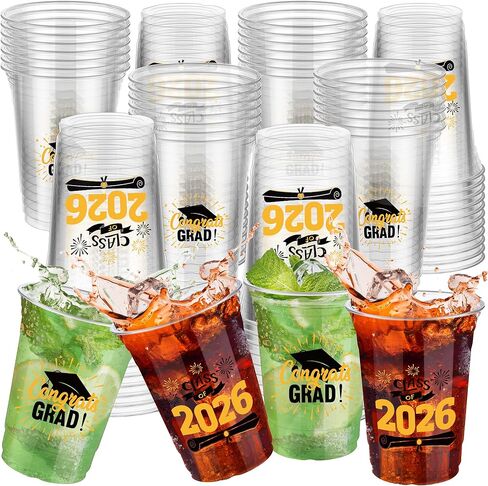 عبوة من 120 كوب تخرج من Shojoy، أكواب بلاستيكية لحفلات التخرج للاستعمال مرة واحدة، 16 أونصة لمستلزمات حفلات التخرج، باللون الأزرق in Kuwait