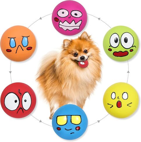 LLSPET Squeaky Dog Toys Latex Dog Balls for Chewing Durable Teething Puppy Small Pet Dogs 4 Pcs/Set in Kuwait
