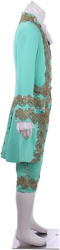 Victorian Costume Men Rococo Costume Suit Jacket Vest Prince Cosplay Halloween (S, Cyan) in Kuwait