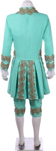 Victorian Costume Men Rococo Costume Suit Jacket Vest Prince Cosplay Halloween (S, Cyan) in Kuwait