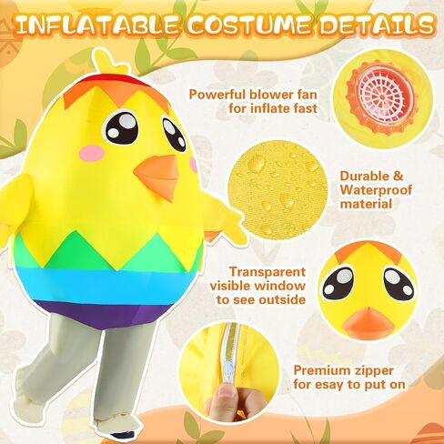 Easter Inflatable Chicken Costume Adult Blow-up Egg Chick Men Women Fancy Dress Outfit for Party Holiday Full Body in Saudi Arabia